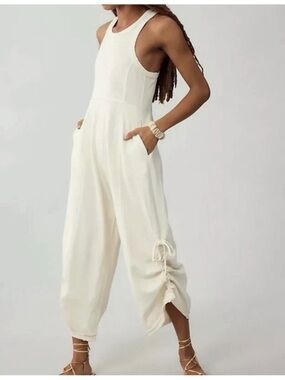 NWT Anthro Daily Practice Horizon Wide-Leg Jumpsuit: Short-Sleeve Edition, S P